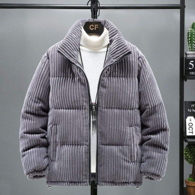 Plus-size men's corduroy Winter 2024 overcoat Warm coat Men's cotton jacket for men - Image 3